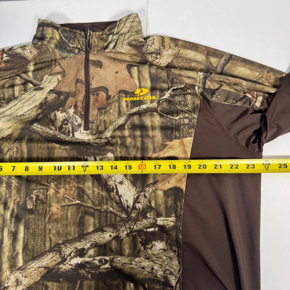 Mossy Oak Performance Top Mens Large Brown Camo Break-Up Infinity 1/4 Zip - Picture 7 of 9